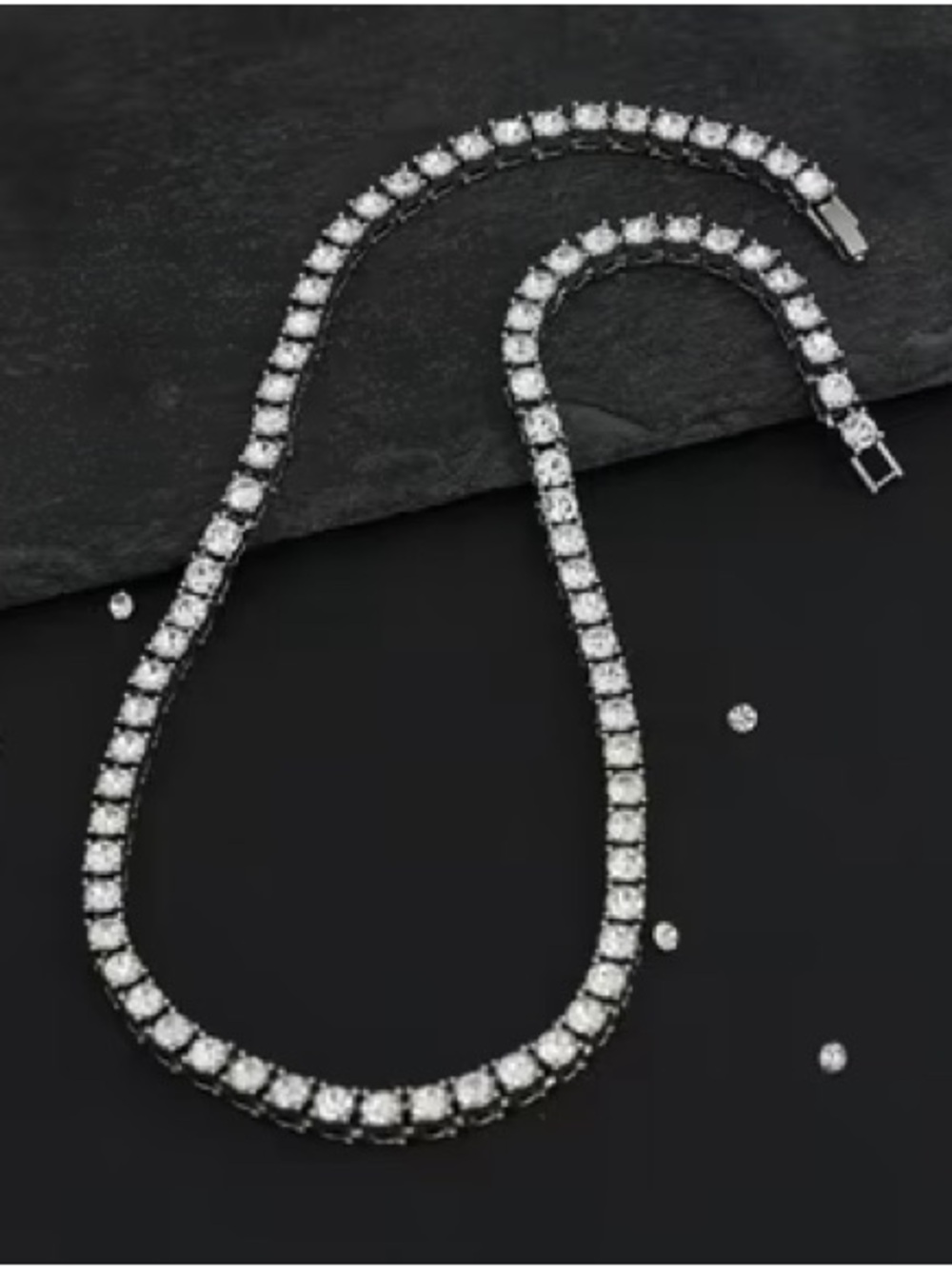 Classic Silver Tennis Necklace with Clear Stones - Women Jewelry